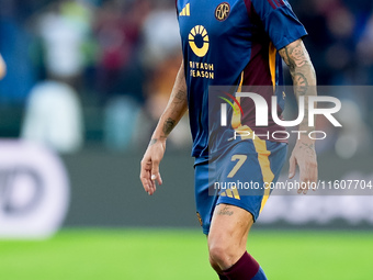 Lorenzo Pellegrini of AS Roma during the Serie A Enilive match between AS Roma and Udinese Calcio at Stadio Olimpico on September 22, 2024 i...