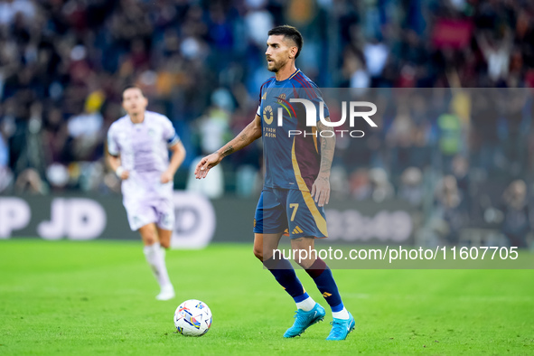 Lorenzo Pellegrini of AS Roma during the Serie A Enilive match between AS Roma and Udinese Calcio at Stadio Olimpico on September 22, 2024 i...