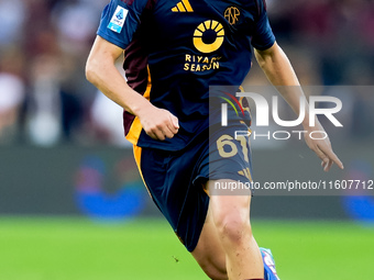 Niccolo' Pisilli of AS Roma during the Serie A Enilive match between AS Roma and Udinese Calcio at Stadio Olimpico on September 22, 2024 in...