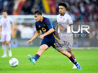 Niccolo' Pisilli of AS Roma during the Serie A Enilive match between AS Roma and Udinese Calcio at Stadio Olimpico on September 22, 2024 in...