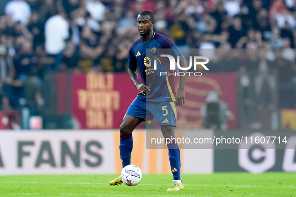 Evan Ndicka of AS Roma during the Serie A Enilive match between AS Roma and Udinese Calcio at Stadio Olimpico on September 22, 2024 in Rome,...