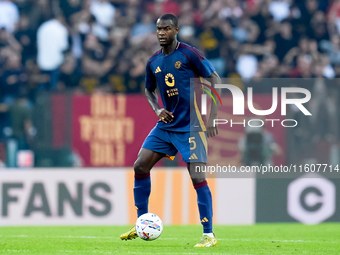 Evan Ndicka of AS Roma during the Serie A Enilive match between AS Roma and Udinese Calcio at Stadio Olimpico on September 22, 2024 in Rome,...