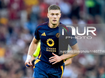 Artem Dovbyk of AS Roma looks on during the Serie A Enilive match between AS Roma and Udinese Calcio at Stadio Olimpico on September 22, 202...