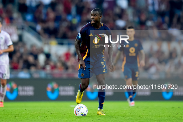 Evan Ndicka of AS Roma during the Serie A Enilive match between AS Roma and Udinese Calcio at Stadio Olimpico on September 22, 2024 in Rome,...