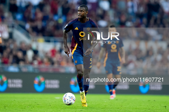 Evan Ndicka of AS Roma during the Serie A Enilive match between AS Roma and Udinese Calcio at Stadio Olimpico on September 22, 2024 in Rome,...