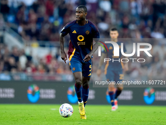 Evan Ndicka of AS Roma during the Serie A Enilive match between AS Roma and Udinese Calcio at Stadio Olimpico on September 22, 2024 in Rome,...