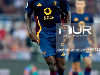 Evan Ndicka of AS Roma during the Serie A Enilive match between AS Roma and Udinese Calcio at Stadio Olimpico on September 22, 2024 in Rome,...