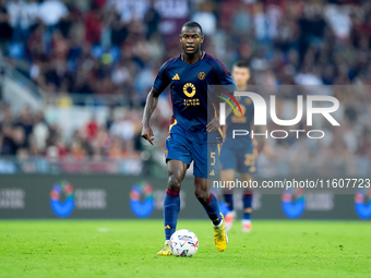 Evan Ndicka of AS Roma during the Serie A Enilive match between AS Roma and Udinese Calcio at Stadio Olimpico on September 22, 2024 in Rome,...