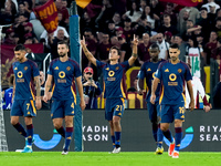 Paulo Dybala of AS Roma scores second goal during the Serie A Enilive match between AS Roma and Udinese Calcio at Stadio Olimpico on Septemb...