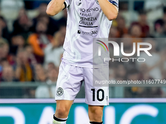 Florian Thauvin of Udinese Calcio looks dejected during the Serie A Enilive match between AS Roma and Udinese Calcio at Stadio Olimpico on S...