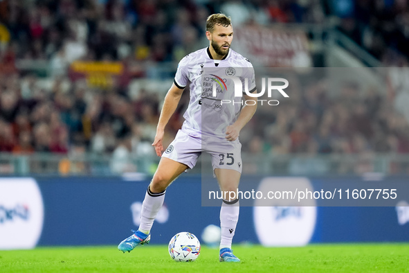 Jesper Karlstrom of Udinese Calcio during the Serie A Enilive match between AS Roma and Udinese Calcio at Stadio Olimpico on September 22, 2...