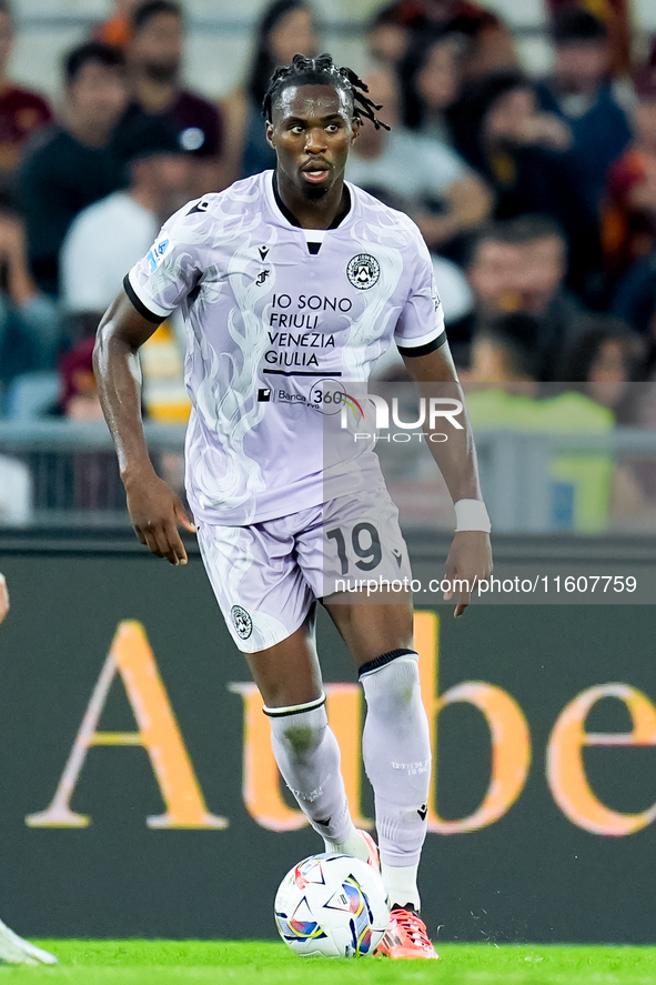 Kingsley Ehizibue of Udinese Calcio during the Serie A Enilive match between AS Roma and Udinese Calcio at Stadio Olimpico on September 22,...