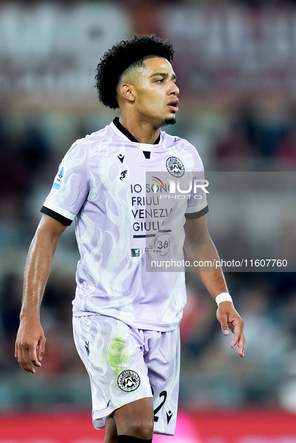 Brenner of Udinese Calcio looks on during the Serie A Enilive match between AS Roma and Udinese Calcio at Stadio Olimpico on September 22, 2...