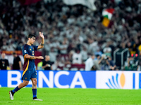 Paulo Dybala of AS Roma greets supporters leaving the pitch during the Serie A Enilive match between AS Roma and Udinese Calcio at Stadio Ol...