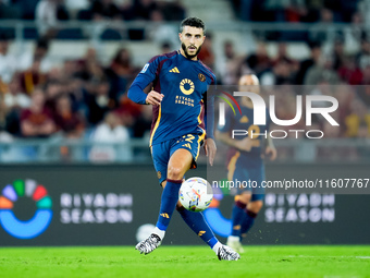 Mario Hermoso of AS Roma during the Serie A Enilive match between AS Roma and Udinese Calcio at Stadio Olimpico on September 22, 2024 in Rom...