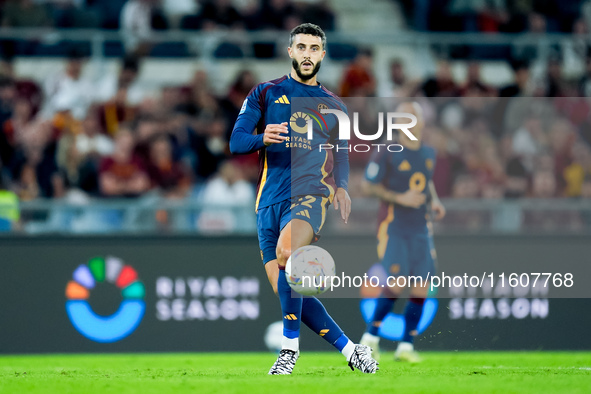 Mario Hermoso of AS Roma during the Serie A Enilive match between AS Roma and Udinese Calcio at Stadio Olimpico on September 22, 2024 in Rom...