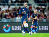 Mario Hermoso of AS Roma during the Serie A Enilive match between AS Roma and Udinese Calcio at Stadio Olimpico on September 22, 2024 in Rom...