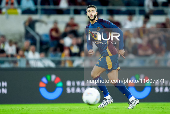 Mario Hermoso of AS Roma during the Serie A Enilive match between AS Roma and Udinese Calcio at Stadio Olimpico on September 22, 2024 in Rom...