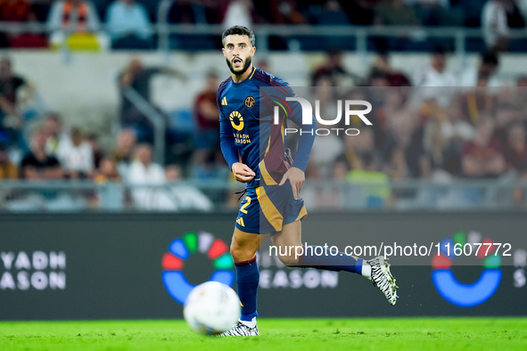 Mario Hermoso of AS Roma during the Serie A Enilive match between AS Roma and Udinese Calcio at Stadio Olimpico on September 22, 2024 in Rom...