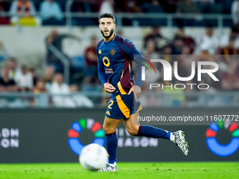 Mario Hermoso of AS Roma during the Serie A Enilive match between AS Roma and Udinese Calcio at Stadio Olimpico on September 22, 2024 in Rom...