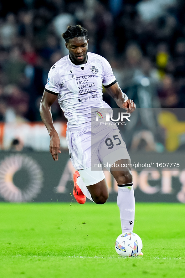 Isaak Toure' of Udinese Calcio during the Serie A Enilive match between AS Roma and Udinese Calcio at Stadio Olimpico on September 22, 2024...