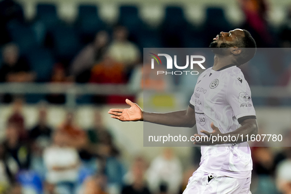 Keinan Davis of Udinese Calcio looks dejected during the Serie A Enilive match between AS Roma and Udinese Calcio at Stadio Olimpico on Sept...