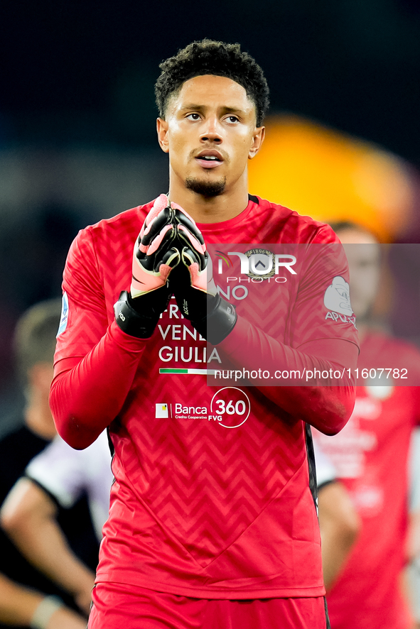 Maduka Okoye of Udinese Calcio during the Serie A Enilive match between AS Roma and Udinese Calcio at Stadio Olimpico on September 22, 2024...