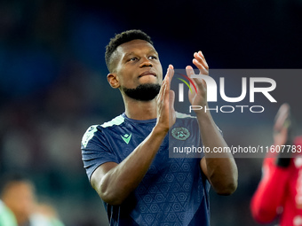 Christian Kabasele of Udinese Calcio applauds during the Serie A Enilive match between AS Roma and Udinese Calcio at Stadio Olimpico on Sept...