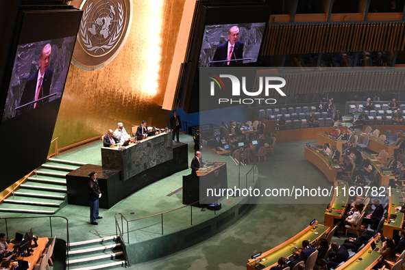 President of the Republic of Turkiye Recep Tayyip Erdogan attends the United Nations General Assembly 2024 in Manhattan, New York, United St...