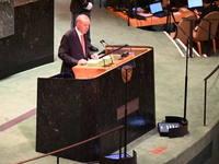 President of the Republic of Turkiye Recep Tayyip Erdogan attends the United Nations General Assembly 2024 in Manhattan, New York, United St...