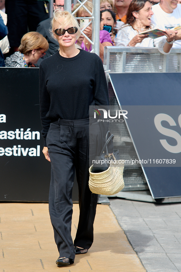 Pamela Anderson arrives at the Maria Cristina Hotel during the 72nd San Sebastian International Film Festival in San Sebastian, Spain, on Se...