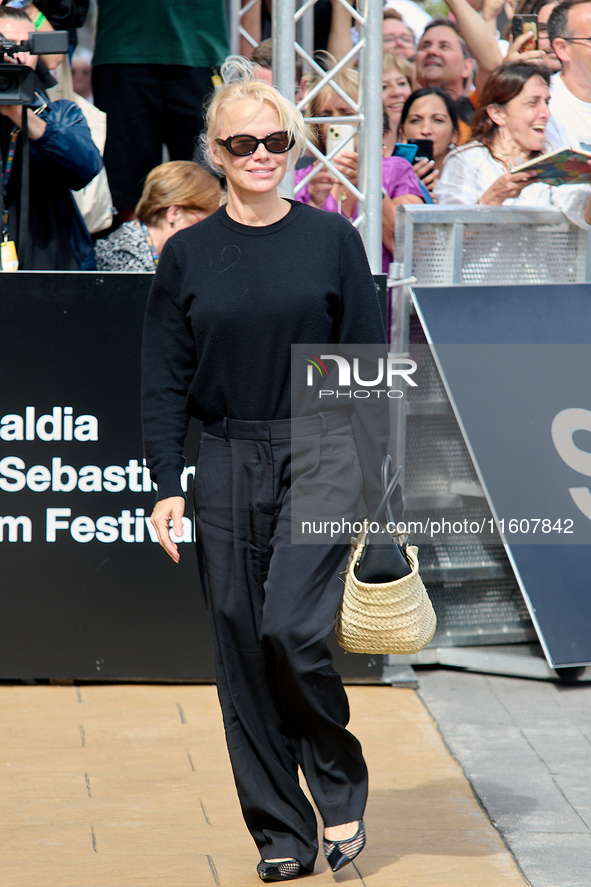 Pamela Anderson arrives at the Maria Cristina Hotel during the 72nd San Sebastian International Film Festival in San Sebastian, Spain, on Se...