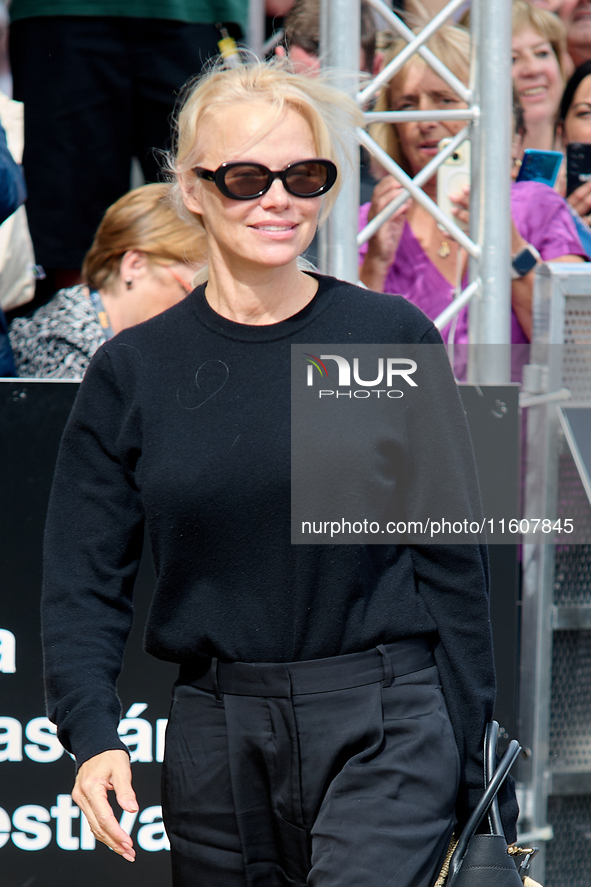 Pamela Anderson arrives at the Maria Cristina Hotel during the 72nd San Sebastian International Film Festival in San Sebastian, Spain, on Se...