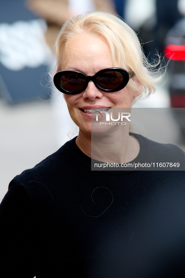 Pamela Anderson arrives at the Maria Cristina Hotel during the 72nd San Sebastian International Film Festival in San Sebastian, Spain, on Se...