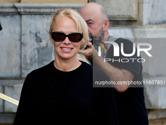 Pamela Anderson arrives at the Maria Cristina Hotel during the 72nd San Sebastian International Film Festival in San Sebastian, Spain, on Se...