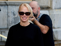 Pamela Anderson arrives at the Maria Cristina Hotel during the 72nd San Sebastian International Film Festival in San Sebastian, Spain, on Se...