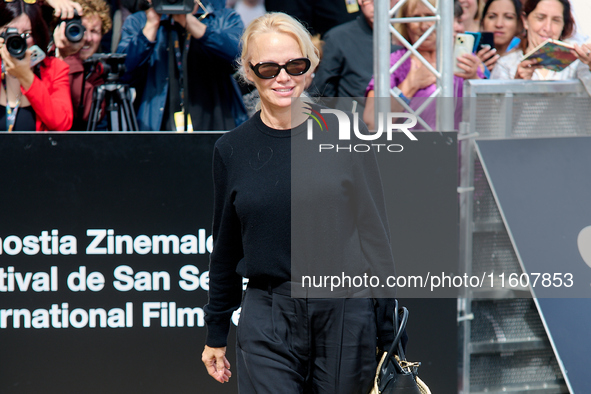 Pamela Anderson arrives at the Maria Cristina Hotel during the 72nd San Sebastian International Film Festival in San Sebastian, Spain, on Se...