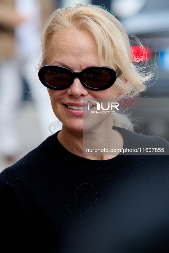 Pamela Anderson arrives at the Maria Cristina Hotel during the 72nd San Sebastian International Film Festival in San Sebastian, Spain, on Se...