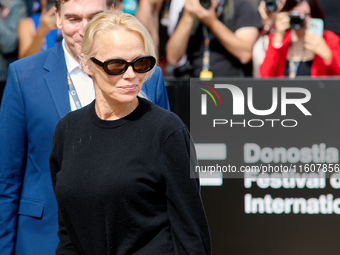 Pamela Anderson arrives at the Maria Cristina Hotel during the 72nd San Sebastian International Film Festival in San Sebastian, Spain, on Se...