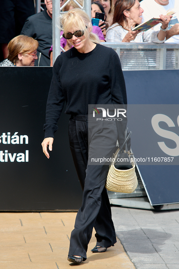 Pamela Anderson arrives at the Maria Cristina Hotel during the 72nd San Sebastian International Film Festival in San Sebastian, Spain, on Se...