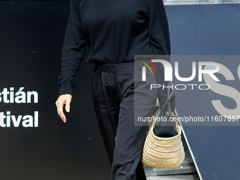 Pamela Anderson arrives at the Maria Cristina Hotel during the 72nd San Sebastian International Film Festival in San Sebastian, Spain, on Se...