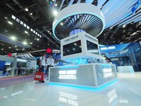 Visitors visit the ''5G Special Fiber'' at the 2024 China International Information and Communication Exhibition in Beijing, China, on Septe...