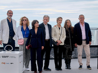 Costa-Gavras, Angela Molina, Charlotte Rampling, Marlyne Canto, and Claude Grande attend the photocall of ''Le Dernier Souffle'' during the...