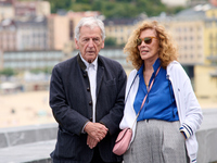 Costa-Gavras, Angela Molina, Charlotte Rampling, Marlyne Canto, and Claude Grande attend the photocall of ''Le Dernier Souffle'' during the...