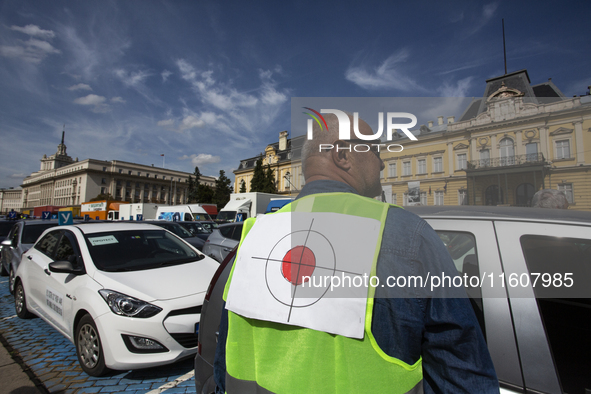 Driving instructors protest in Sofia, Bulgaria, on September 25, 2024, against new driver training regulations concerning the digitization o...