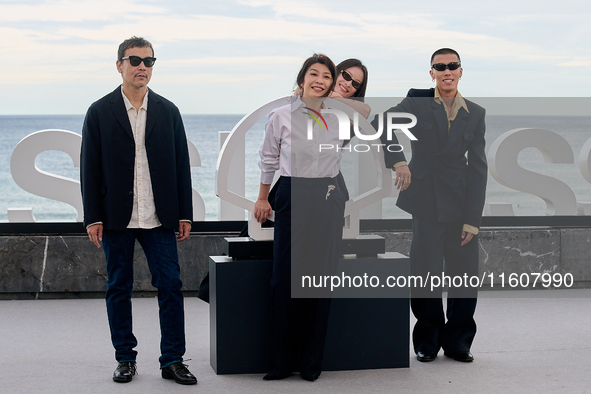 Xin You, Ni Ni, You Zhou, and Fan Liao attend the photocall of ''Bound in Heaven'' during the 72nd San Sebastian International Film Festival...