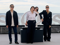 Xin You, Ni Ni, You Zhou, and Fan Liao attend the photocall of ''Bound in Heaven'' during the 72nd San Sebastian International Film Festival...