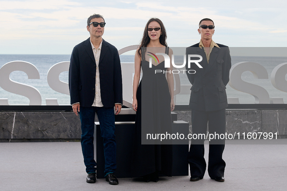 Xin You, Ni Ni, You Zhou, and Fan Liao attend the photocall of ''Bound in Heaven'' during the 72nd San Sebastian International Film Festival...