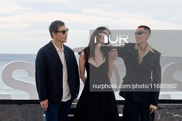 Xin You, Ni Ni, You Zhou, and Fan Liao attend the photocall of ''Bound in Heaven'' during the 72nd San Sebastian International Film Festival...