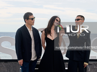 Xin You, Ni Ni, You Zhou, and Fan Liao attend the photocall of ''Bound in Heaven'' during the 72nd San Sebastian International Film Festival...